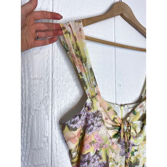 YUMI KIM 'Ariana' Garden Lemon Floral Chiffon Midi Sundress US Large - Picture 10 of 13